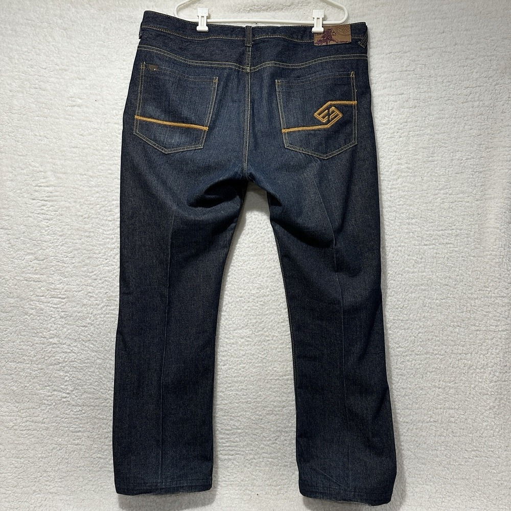 Enyce Sean Combs VTG Men's Baggy Embroidered Pockets Dark Wash Denim Jeans Sz 42
